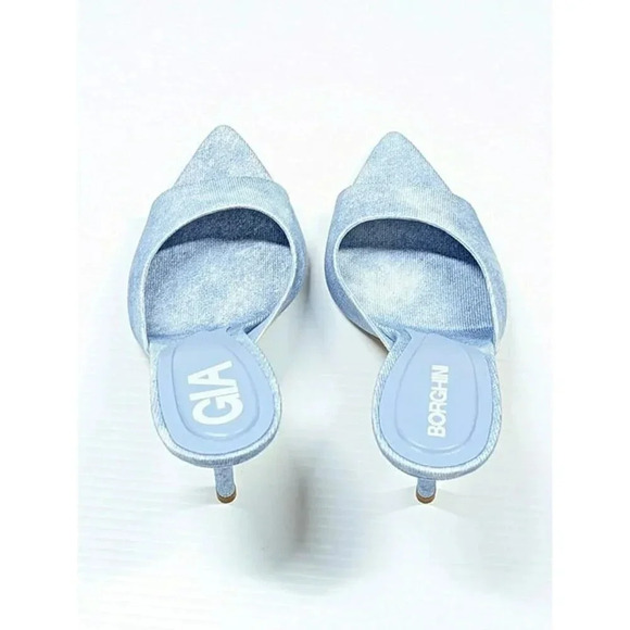 Gia Borghini Perni 04 Women's Denim High Heels Mules Size 38 IT (MSRP $615) - Picture 7 of 10